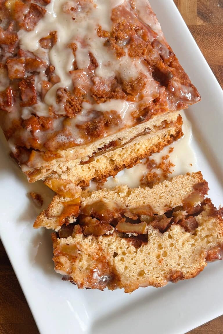 Apple Fritter Bread Recipe - Easy Amish Apple Cinnamon Bread sliced