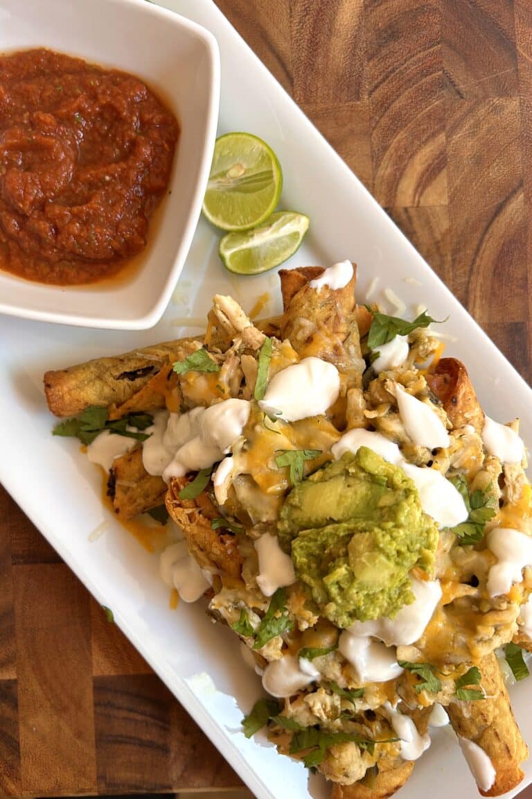 Trader Joe's Bean and Cheese Taquitos appetizer plate.
